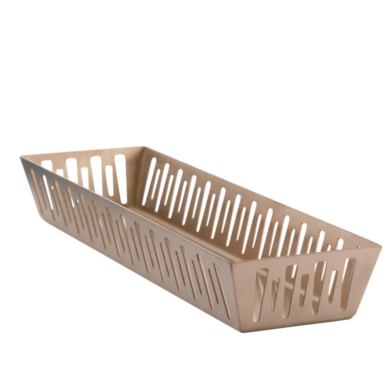 Narrow Rectangle Stainless Steel Basket, Rose Gold