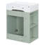 Meuble-lavabo moderne de 20 pouces avec lavabo en céramique, porte à motif de losanges, poignée dorée et tablettes latérales pour petits espaces-975744924