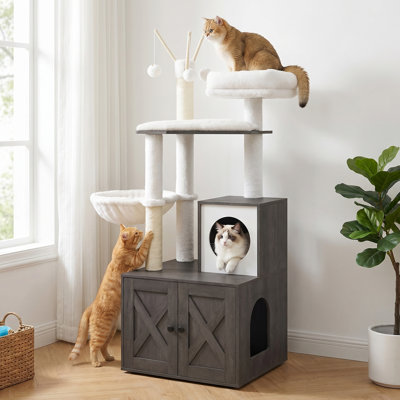 59.5" Cat Tree with Litter Box Enclosure