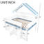 Lit mezzanine double avec toit à baldaquin et armoire de rangement, blanc et bleu-1302420757