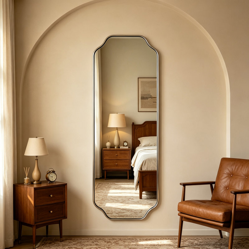 Stainless Steel Frame Leaning Mirror, Chrome