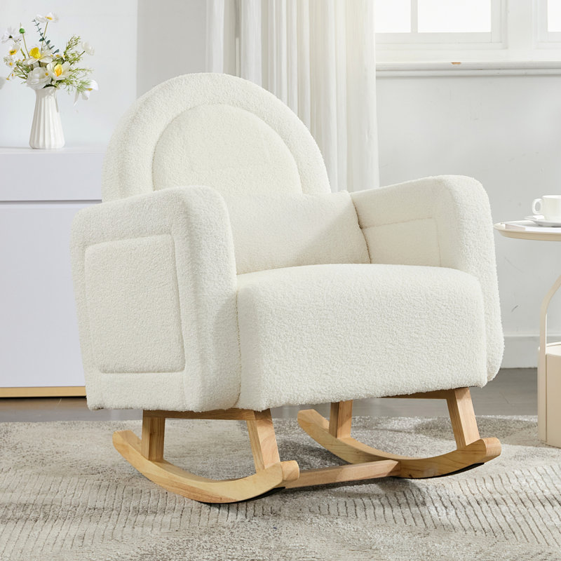 Chaise berçante d'appoint avec dossier incurvé et coussin, confort ultime pour votre maison, velours en peluche