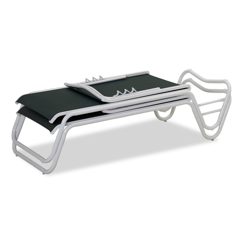 Chaise longue sans accoudoirs empilable à plat en aluminium Gardenella, Blanc, Brise