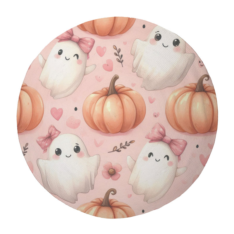 Tapis tressé Haunted Gourd Friends, Rond 5 pi
