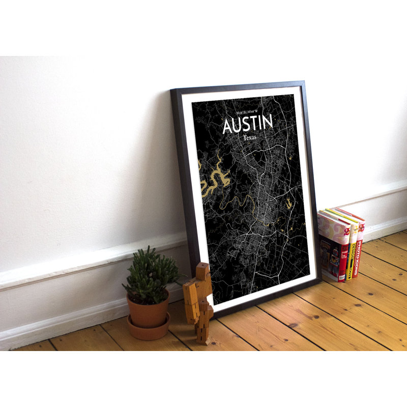 Austin City Map - No Frame Print, 91.4cm H x 61cm W x 0.13cm D