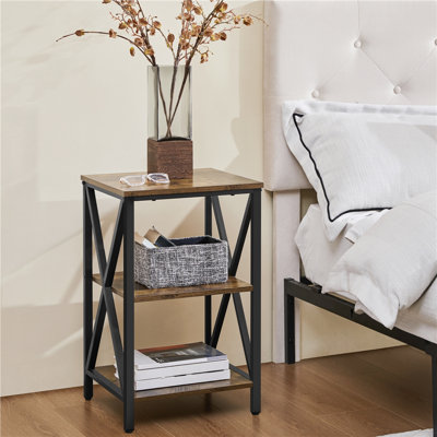 Wooden 3 Tier End Table with Storage
