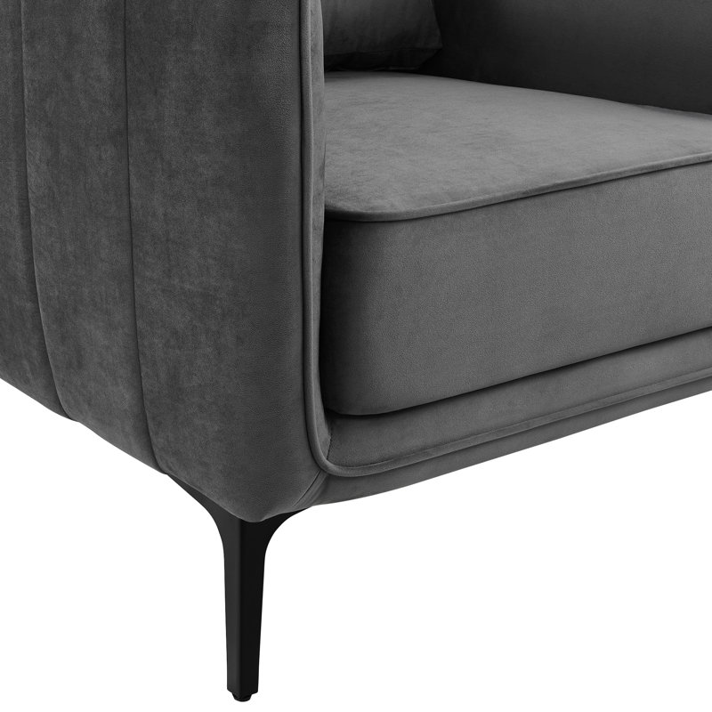 Fauteuil rembourré Dyisha, Velours gris
