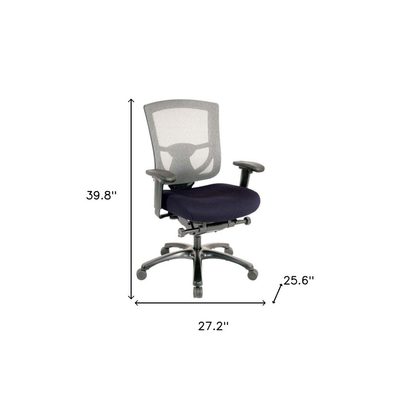 Adjustable Swivel Mesh Rolling Office Chair, Denim