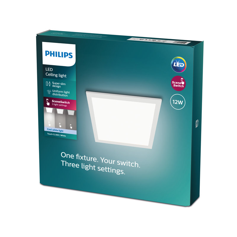 Philips LED Panel Square Ceiling Light 12W, White, 4000