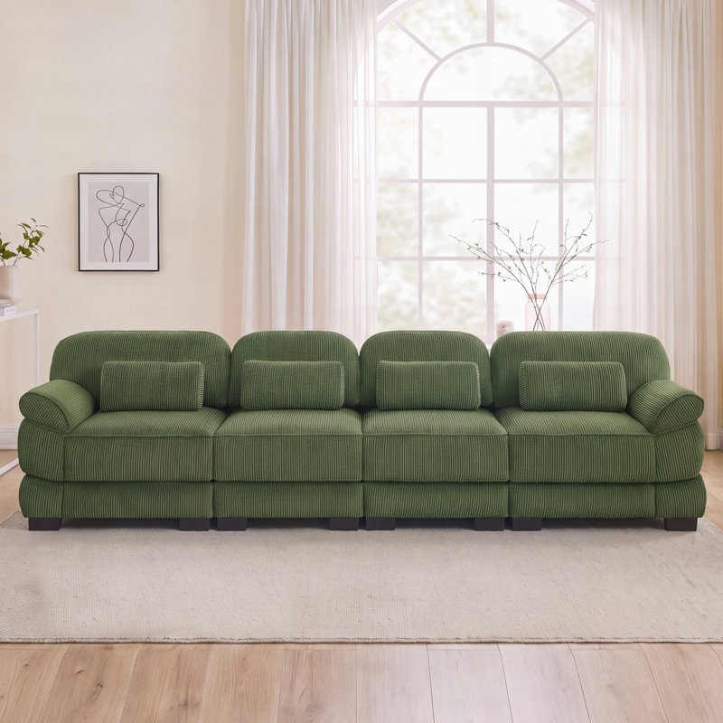 Canapé Cloud Couch surdimensionné 4 places, canapé d'angle modulaire moderne et minimaliste, coussins d'assise épais et confortables, tissu en velours côtelé respirant, idéal pour une chambre ou un appartement.