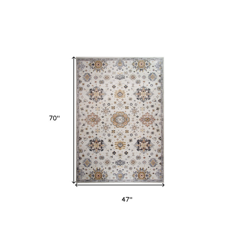Tapis floral crème 4 pi x 6 pi