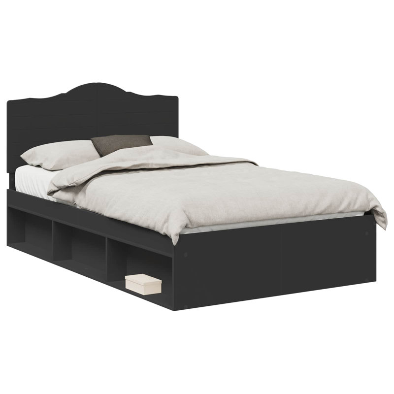 Solid Wood Bed Frame, Double (4'6), Black