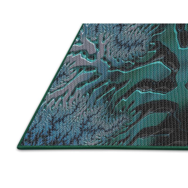 Tapis noir/vert/bleu, Rectangulaire 8 pi x 10 pi