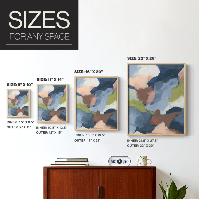 «Soft Indigo Atmosphere II», reproduction encadrée - bois massif, H 11 po x l 9 po