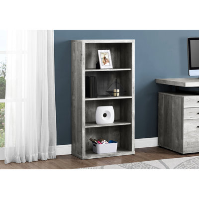 Bibliothèque de 47,5 pouces de hauteur avec finition en stratifié gris, tablettes à 5 niveaux pour chambre de bureau, stratifié de style industriel moderne de 48 po de hauteur