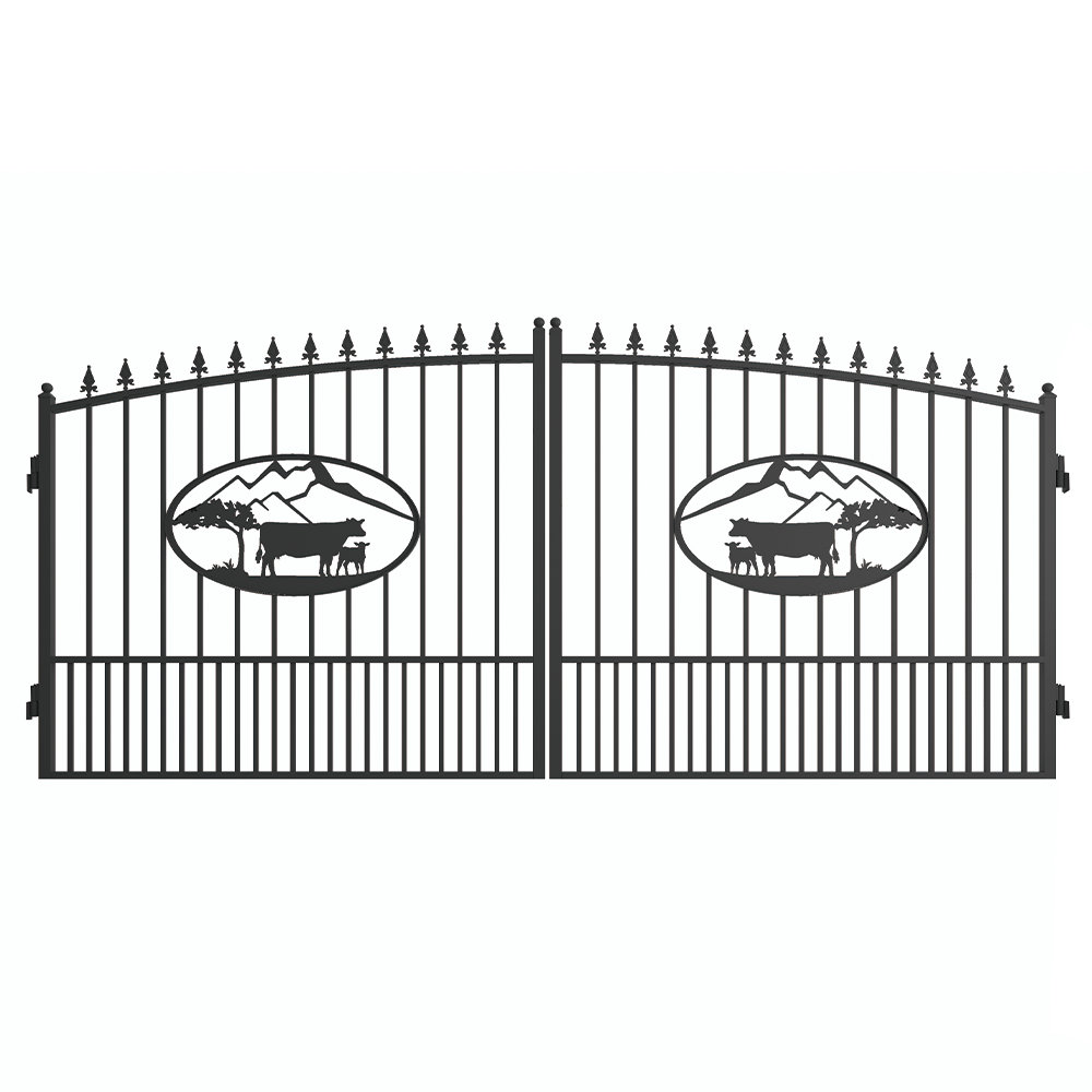 14FT Iron Dual Swing Driveway Gate - Ox Design CHERY INDUSTRIAL.COM