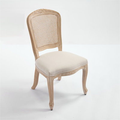20.86" Beige Solid+Cotton Linen+Rattan back side Chair(Set of 1)