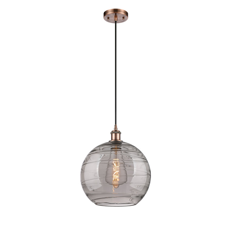 Luminaire suspendu à 1 lumière Carner, H 17,75 po x l 12 po x P 12 po, Cuivre antique