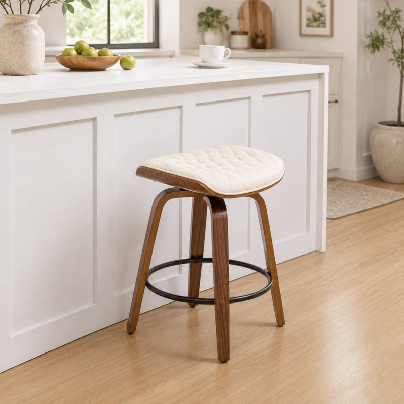Tabourets de bar pivotants en similicuir Gerald, BEIGE, 30.12"