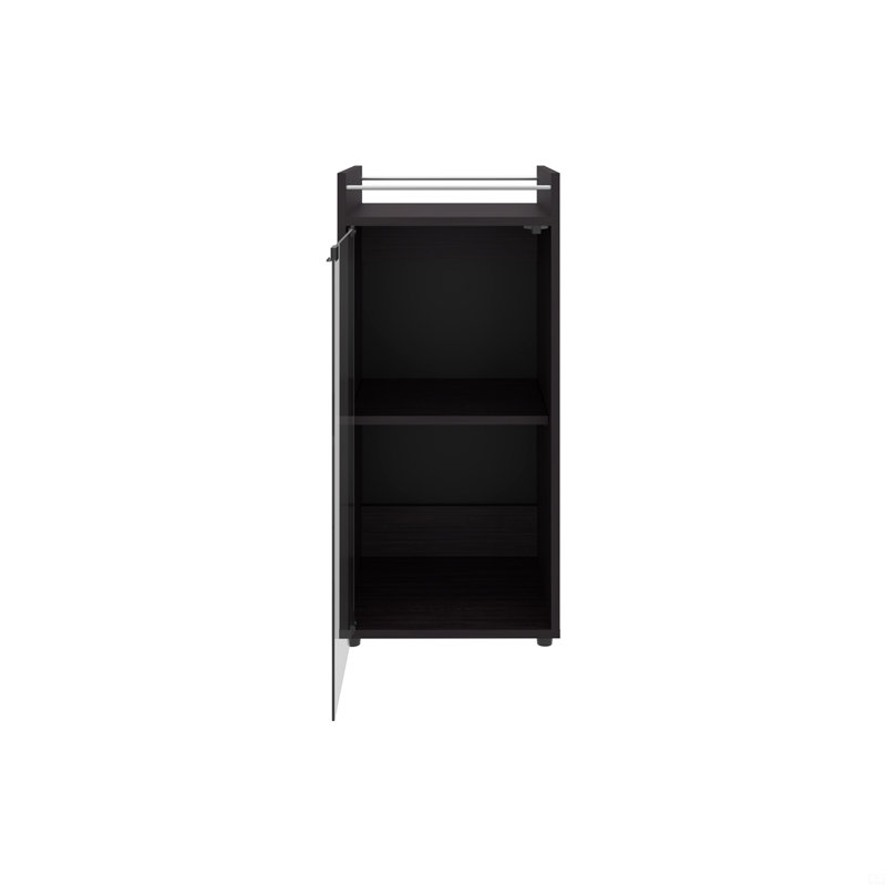 Bar, 1 porte vitrée, 3 tablettes, Noir