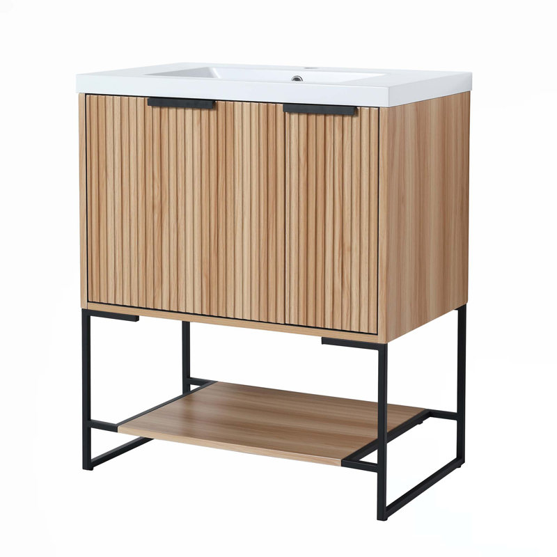 Meuble-lavabo autoportant avec lavabo en résine
