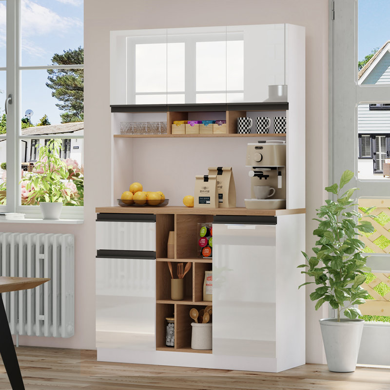 Kitchen Cabinet With 5 Doors And 1 Drawer, White
