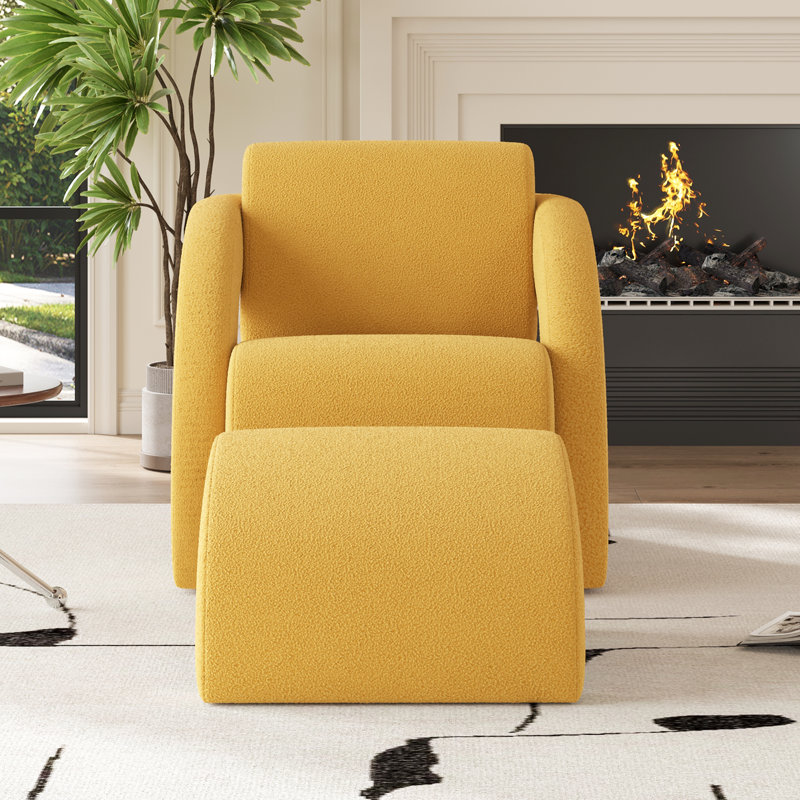 Fauteuil rembourré avec repose-pieds, Gingembre gingembre