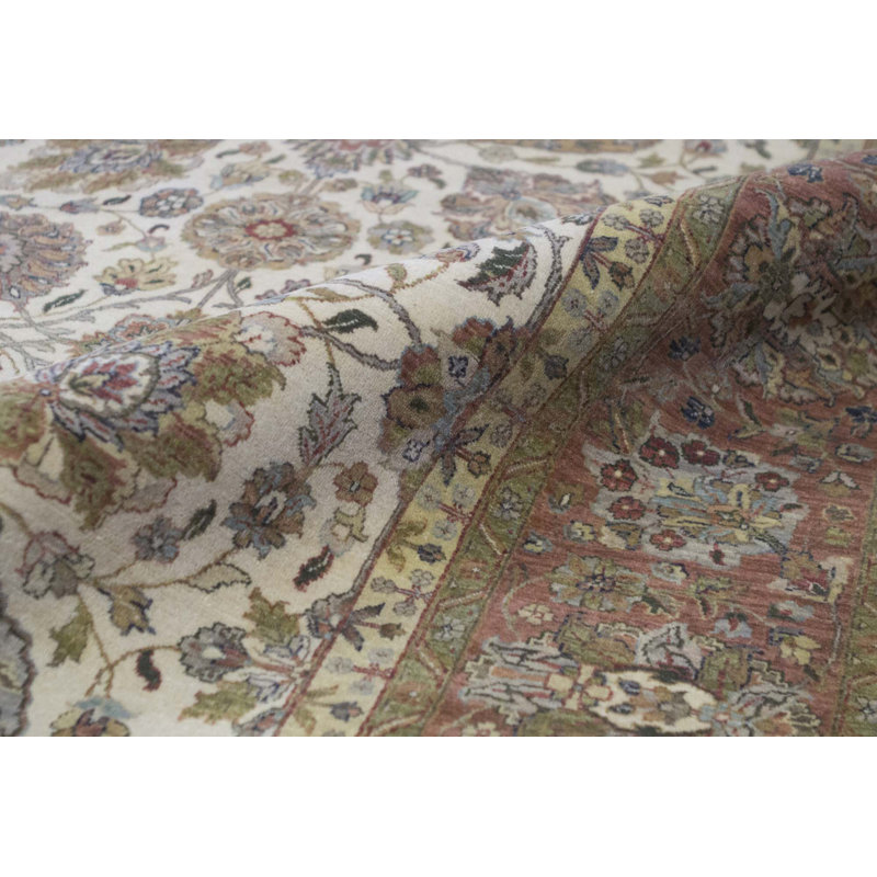 Tapis crème et rouille noué à la main de haute qualité