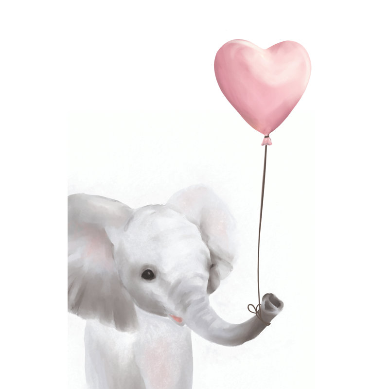 Sweet Baby Elephant With Balloon - Wrapped Canvas Print, 61cm H x 91cm W x 3.8cm D