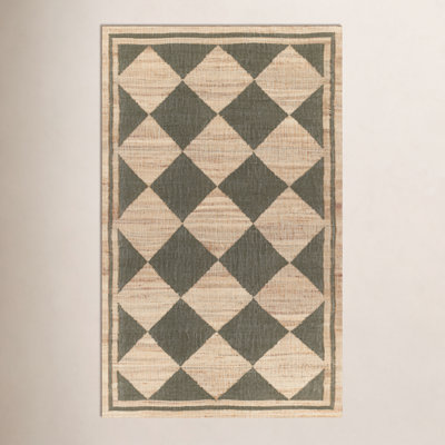 Orchard Green Hand-Woven Geometric Jute Rug