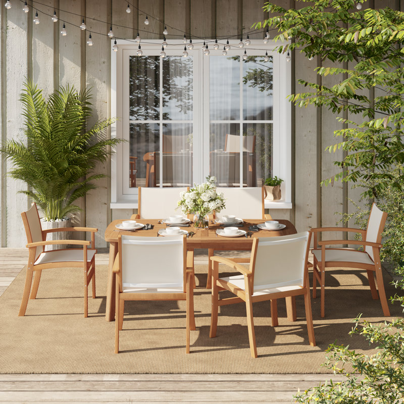 7-piece Outdoor Patio Dining Set, White