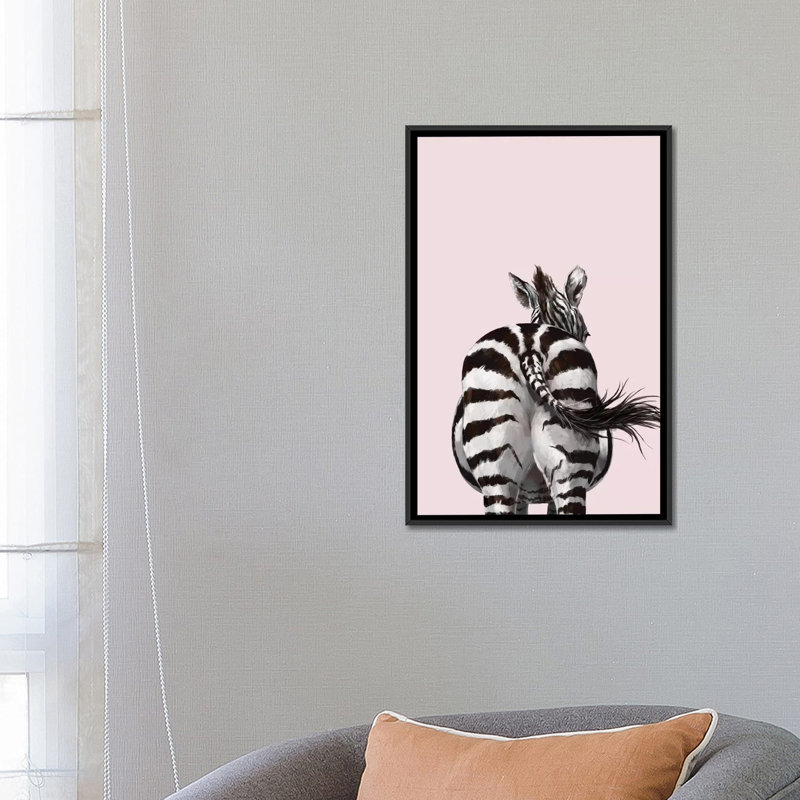 Art à bout zèbre, Toile avec cadre noir, H 26 po x l 18 po x 1,5 po