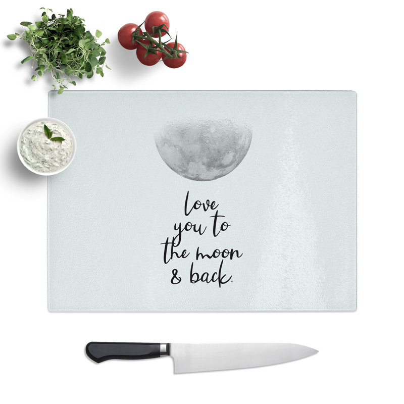 Love You to the Moon and Back Typography Chopping Board, 20cm W x 28.5cm L