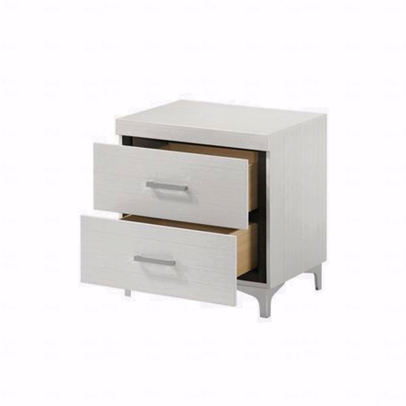 2-Drawers Bedroom Nightstand With Metal Legs