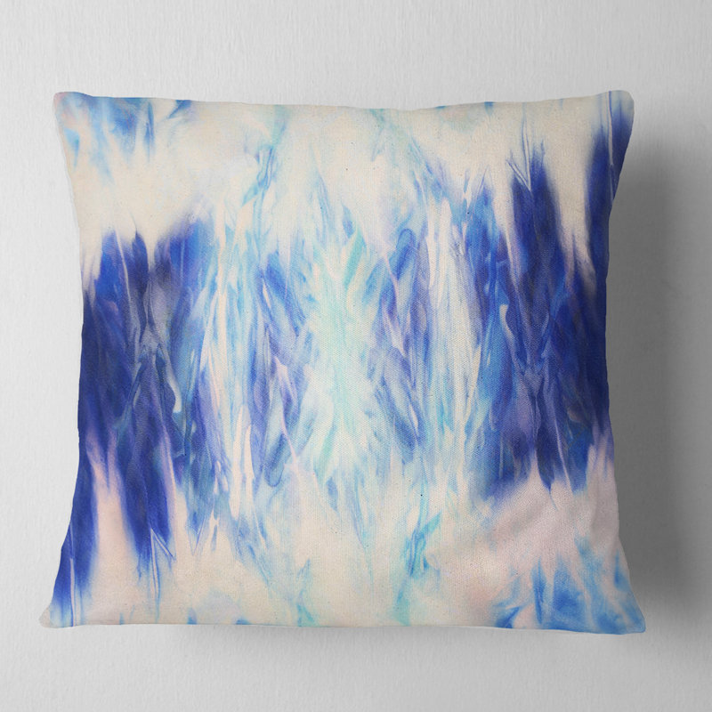 Collage bleu avec des taches - coussin imprimé abstrait, 16 po x 1 po, Coussin décoratif