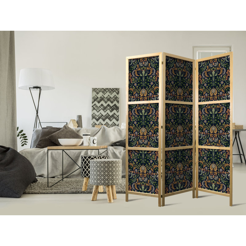 171cm H Solid Wood Folding Room Divider, 171cm H x 135cm W x 1.2cm D, Brown