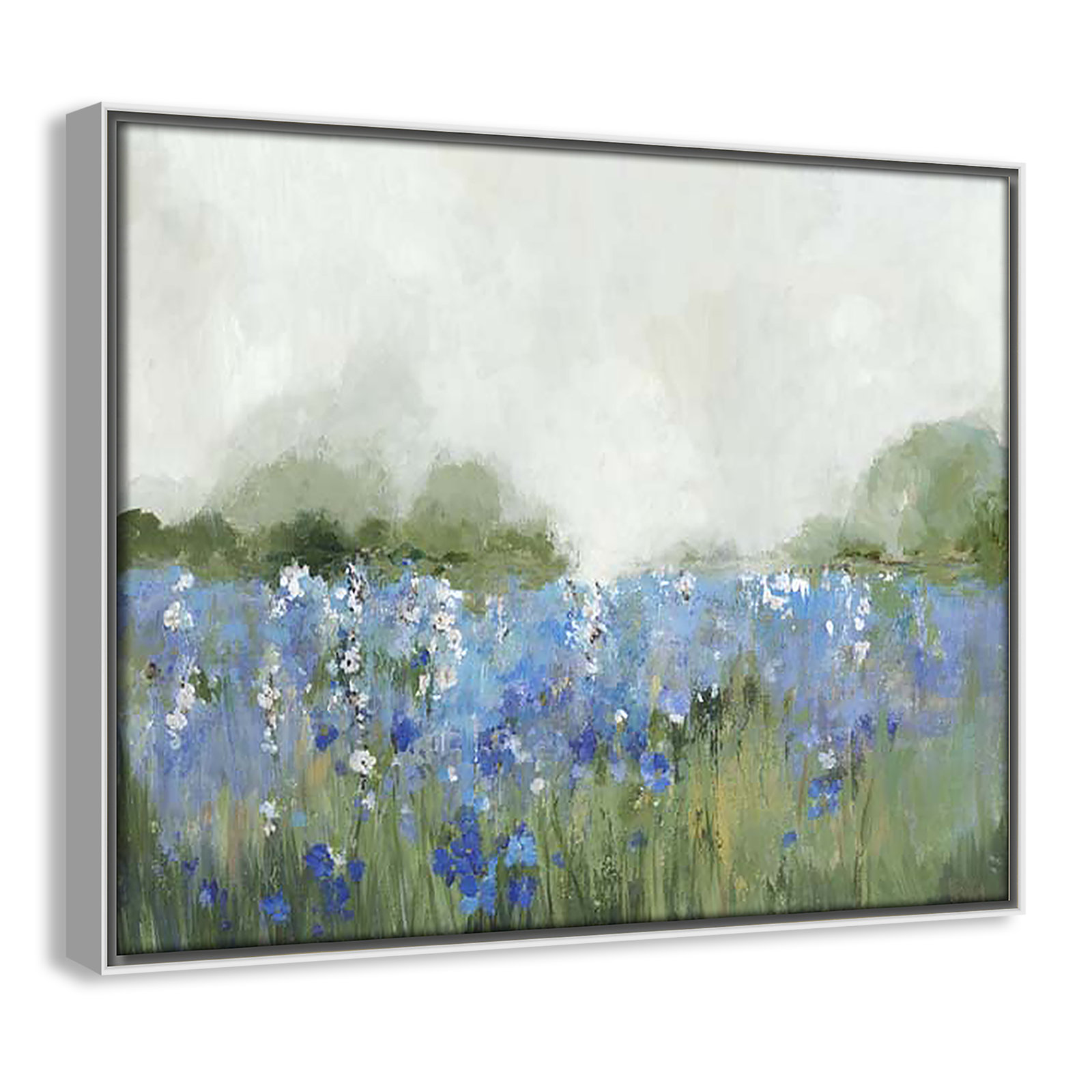 Meadows Bluebels Field "Meadows Bluebells Field" Print, 12.5" H x 15.5" W x 2" D, White Framed