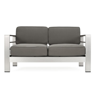 28.1In D Aluminum Patio - Khaki 6.00In Cushion 600 Lbs Weight Capacity Water- Outdoor Seat 10.00In Height Assembly Required