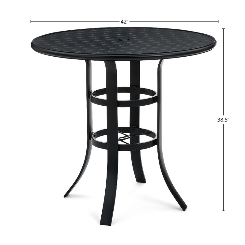 Aluminum Dining Table, 38.5" H x 42" W x 42" D