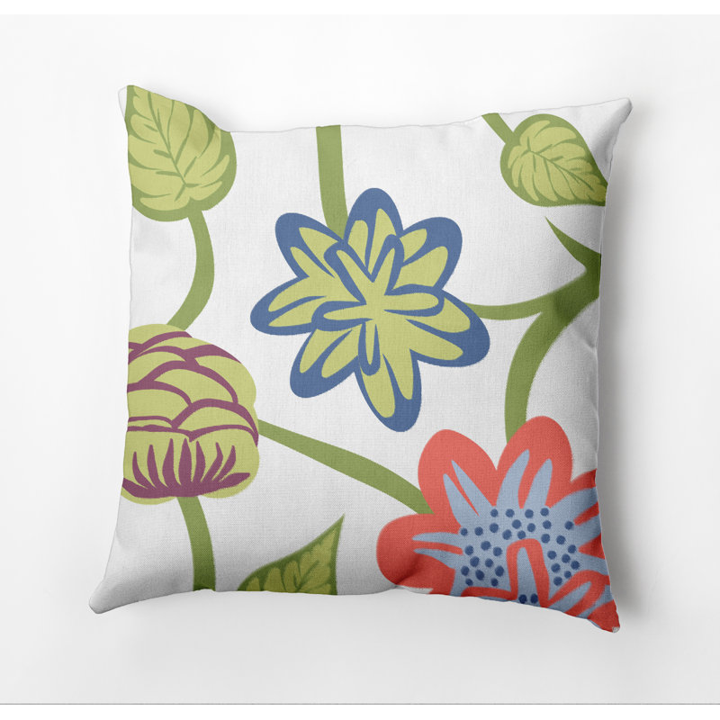 Housse et insert de coussin d'extérieur carré Botanical Blooms, 20 po x 20 po, Corail