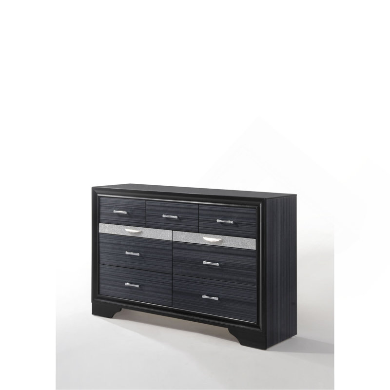 Commode Glam, commode décorative Sparkle, Noir