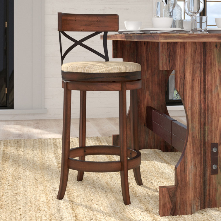 Tosha Swivel Counter Stool with Solid Wood Frame