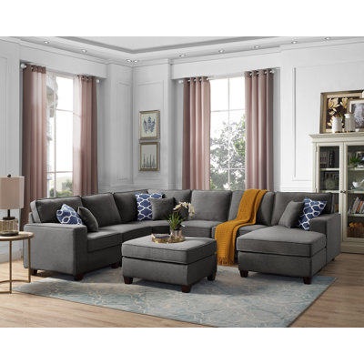 Alberdine Upholstered U-Shaped Sectional Left Hand Facing