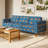 Mid-Century Modern Upholstered Sofa, Bold Blue & Orange Geometric Circle Print Fabric, Solid Wood Legs, Spacious Living Room Sofa(3-Seat)-67242443