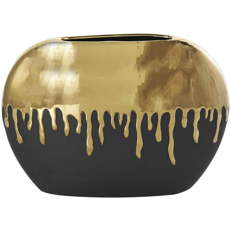 Vase en céramique Marelin, Or/noir