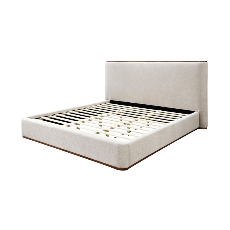 Lit oriental en tissu gris Orane, King