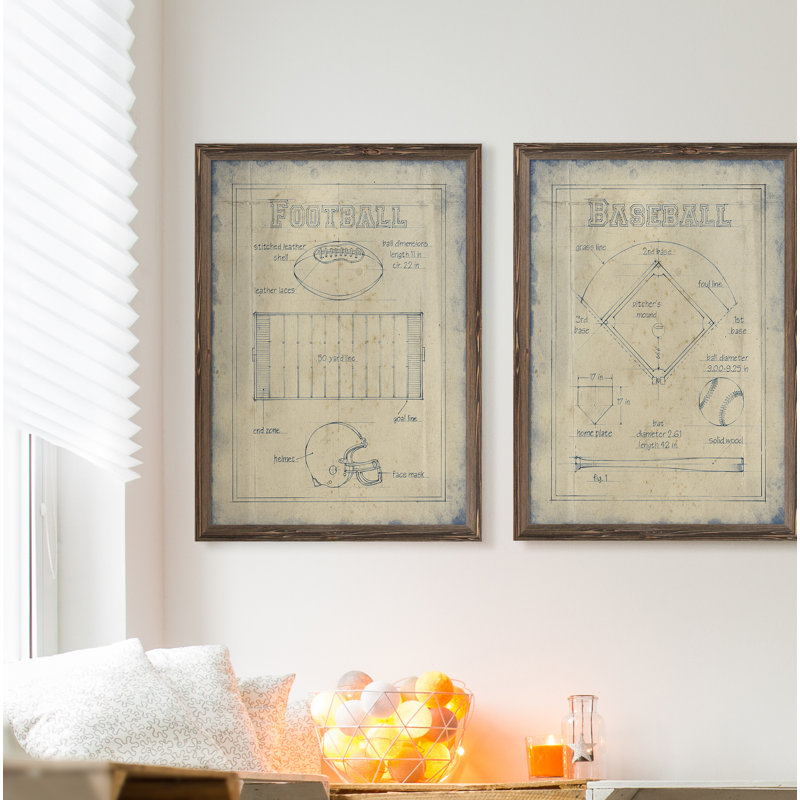«All about the Game I», ensemble de 2 reproductions d'art encadrées, H 24 po x l 18 po x P 1,25 po, Espresso Framed Canvas