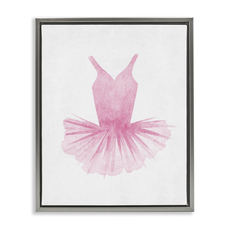 Cadre flottant aquarelle rose tutu ballerine, design par Camila Juncos, H 31 po x l 25 po, Cadre flottant gris lustré