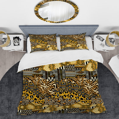 Yellow African Patchwork Polyester Patchwork Duvet Cover