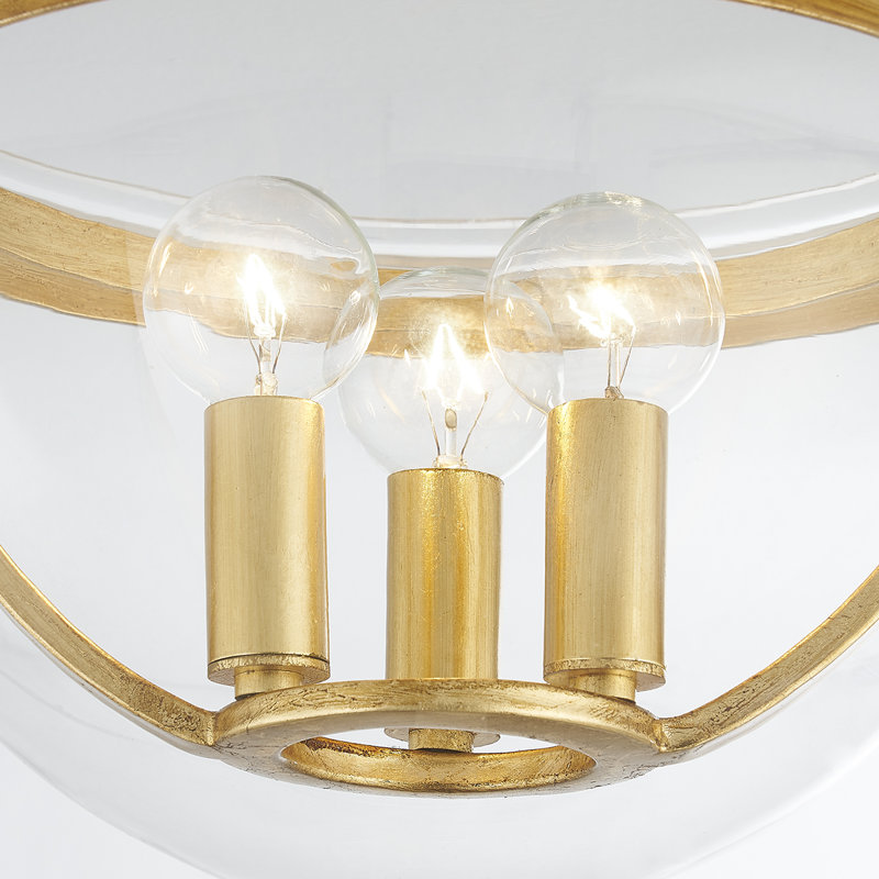 MALLOY 3 LIGHT LANTERN, Vintage Gold Leaf